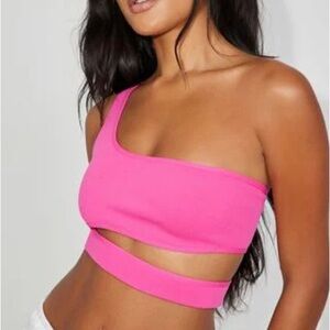 Garage Silas Asymmetrical Cut Out Tank Top hot pink